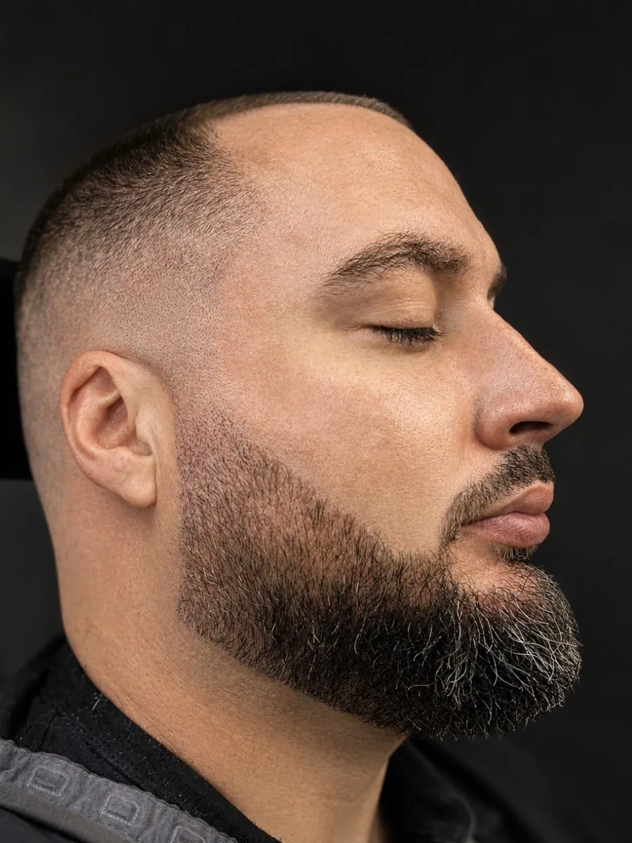 Entretien de barbe de profil