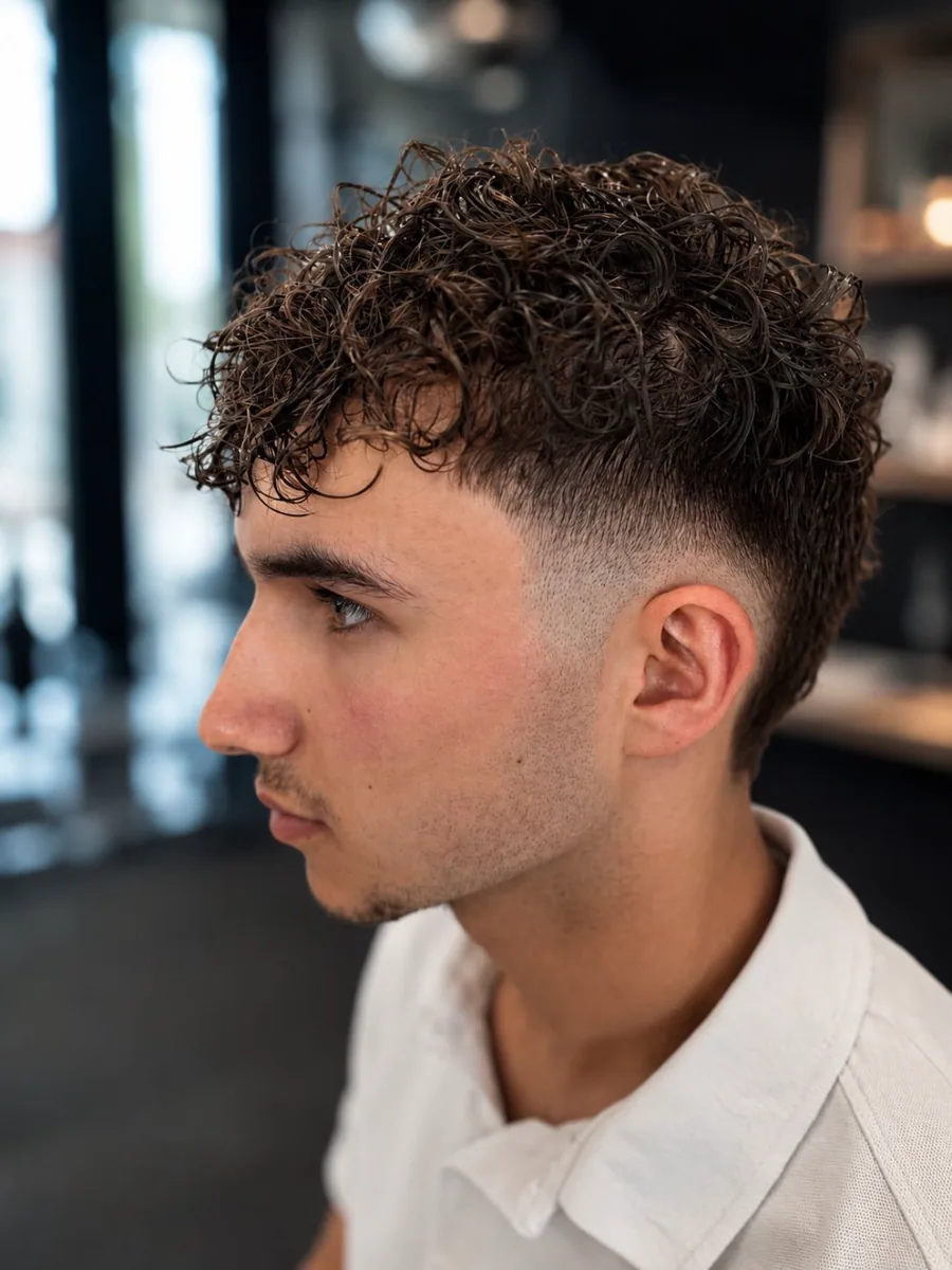 Coupe homme sur cheveux bouclés